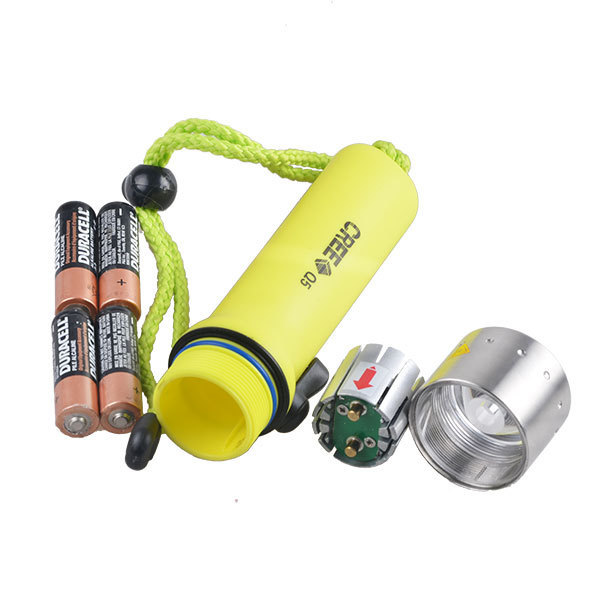 ABS plastic AA battery under water scuba professional diving led flashlight torch