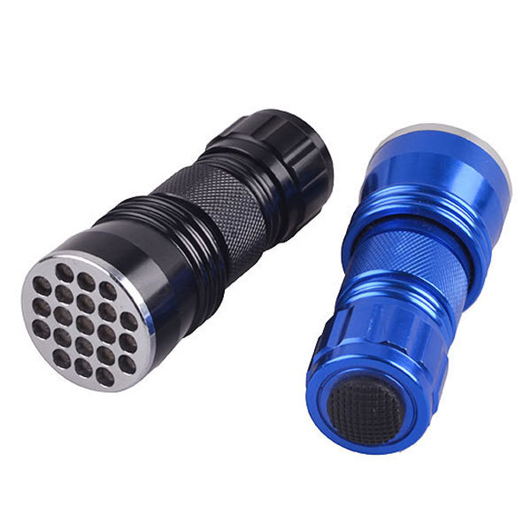 Aluminum Alloy 21 LED 395nm UV LED Flashlight  Emergency Outdoor Torch For Money Detector