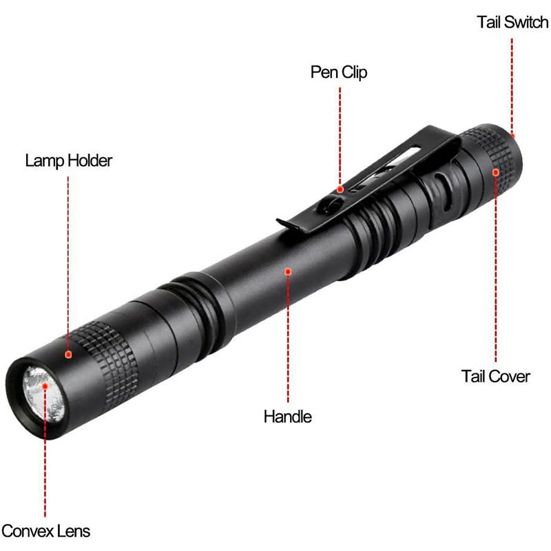 LED Mini Pen Flashlight Waterproof Pocket Torch with Clip Small Flashlights For  Inspection Work Emergency Car Repairing