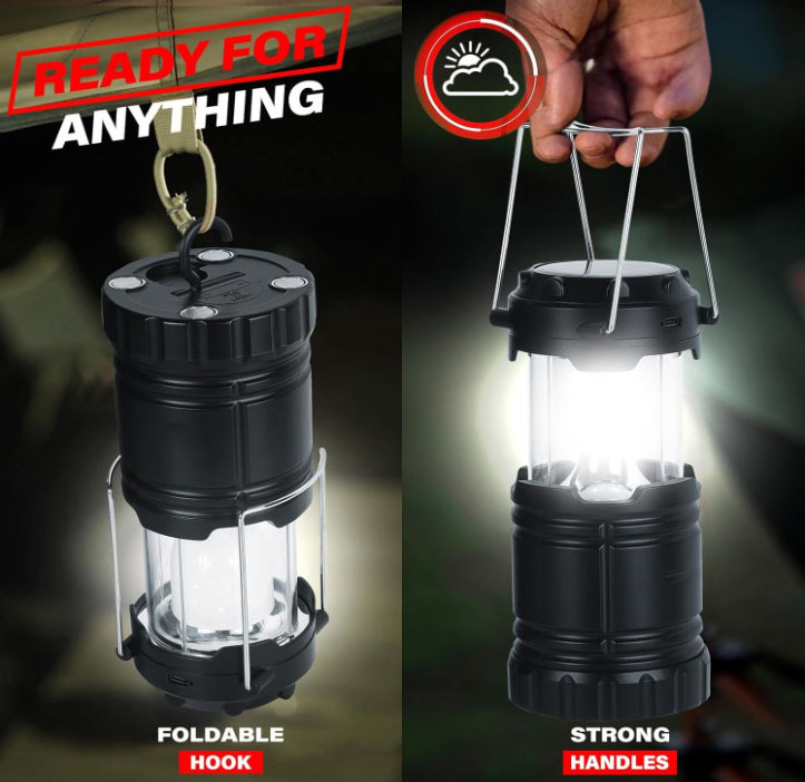 Collapsible Portable 6 LED Camping Lantern Outdoor Solar USB Rechargeable Flashlight Emergency Light For Hiking