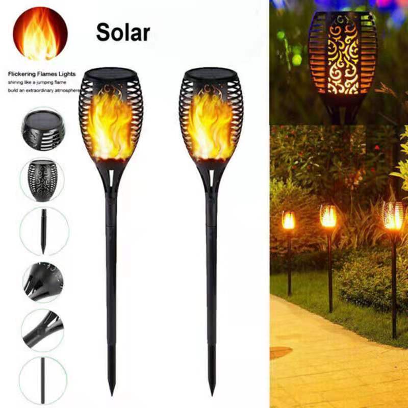 Ultra-Bright Solar Powered Flickering Flames 12/33/51/72/96 LED Torch Outdoor Waterproof LED Garden Light