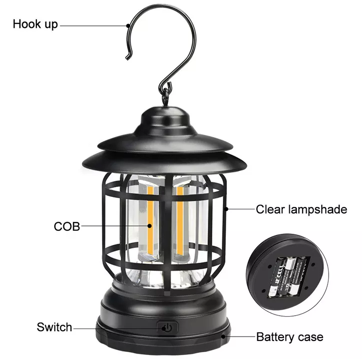 Outdoor Hanging Warm White LED Camping Tent Lantern USB Rechargeable Waterproof Retro Railroad Lantern Lamp With Hook