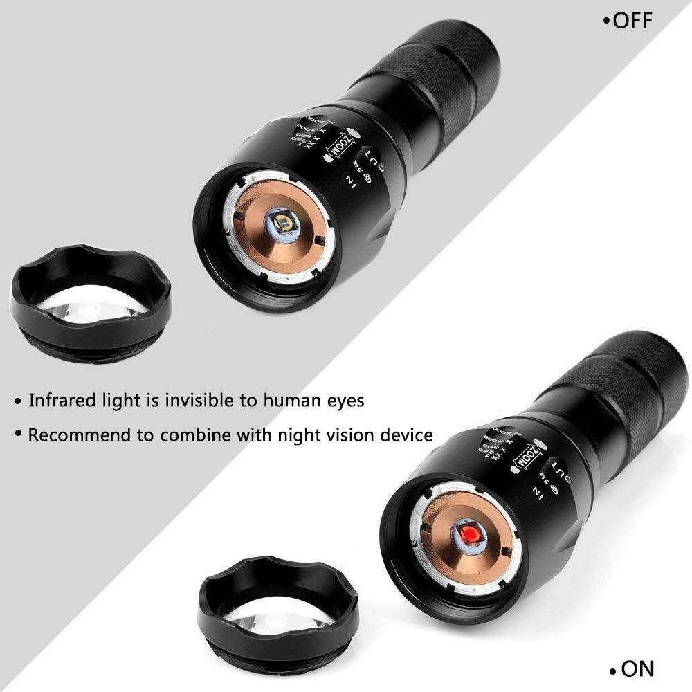 Outdoor Military Grade Aluminum Infrared Flashlight Portable Zoom Night Hunting 850nm IR Laser Light Torch