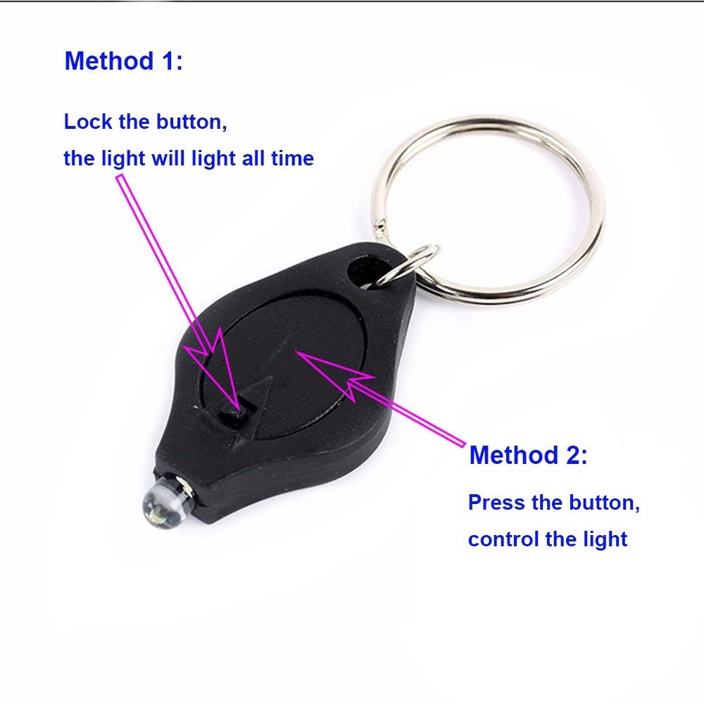 Custom color Ultra Bright LED Keychain Mini Flashlight 365nm Purple Light UV LED Key-Chain Torch For Kids