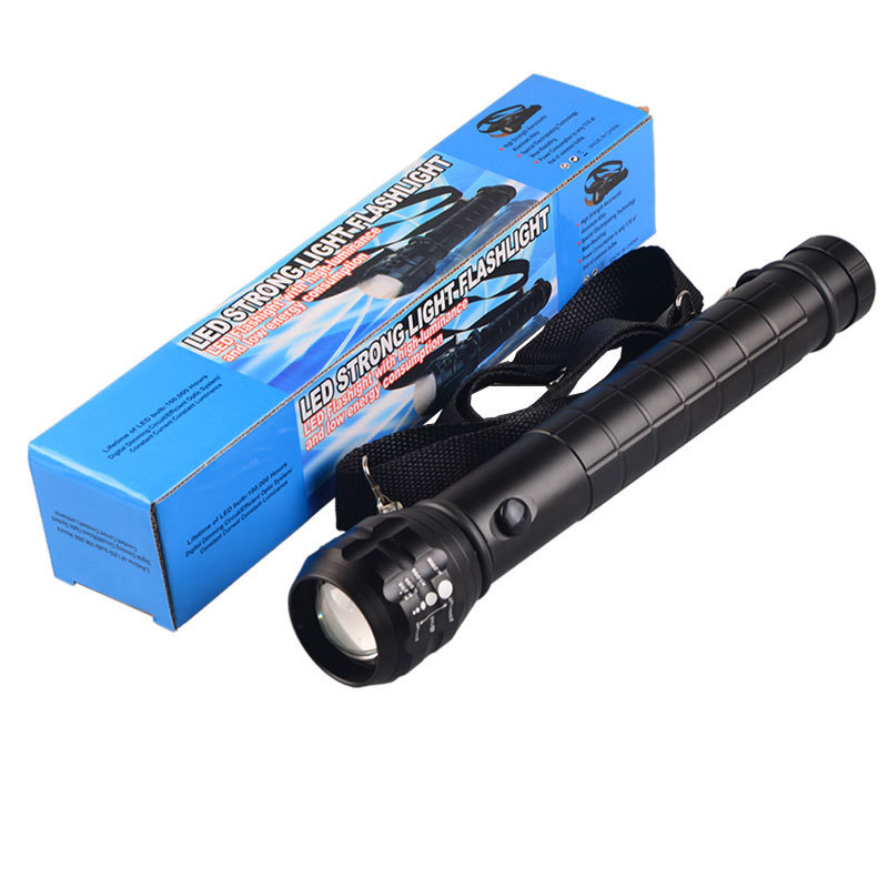 High Power 3Watt LED Torch Heavy Duty Outdoor Torch Zoom Flashlight With Nylon Strap Compass 3D