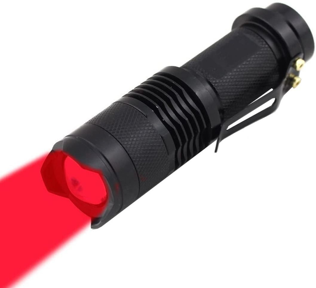 Red Light Flashlight  Zoomable Red LED Flashlight, Red  Torch for Hunting, Astronomy, Aviation, Night Observation