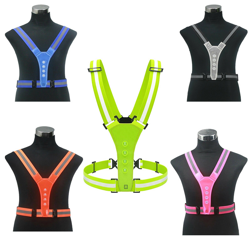 LED Reflective Running Vest USB Rechargeable Reflective Vest Night Running Gear Perfect for Outdoor Night Walking Cycling