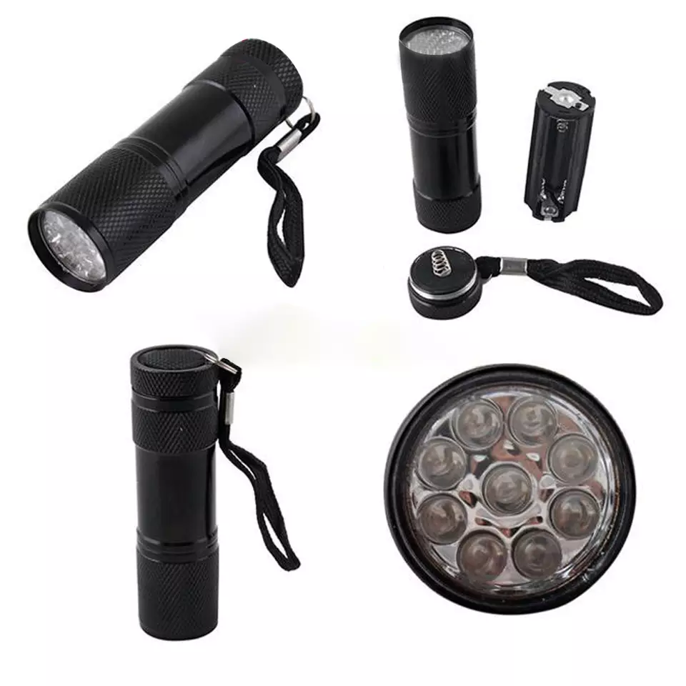 MINI UV Flashlight 9 LED UV Light 395NM LED UV Flashlights Torch Ultraviolet AAA Battery Torch For Money Detector 1 Mode