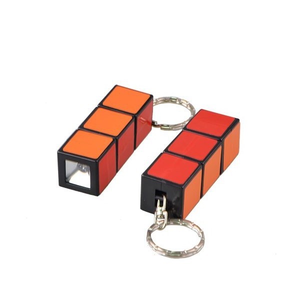 PVC Plastic Magic Cube LED Light Key Chain Flashlight for Promotion