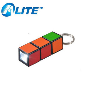 PVC Plastic Magic Cube LED Light Key Chain Flashlight for Promotion