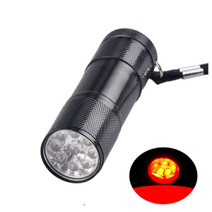 Wholesale Custom Logo Aluminum 3pcs AAA Battery Mini Vein Finder Red Beam 9 LED Flashlight Torch