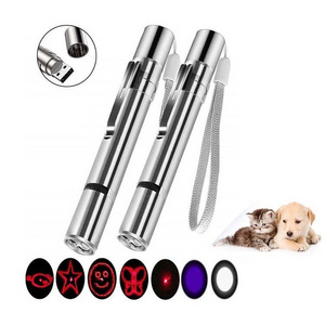 Rechargeable Flashlight Portable Charger 7 in 1 Led Pen Flashlight Indoor Pets Chaser Toys White UV Red Laser Flashlight