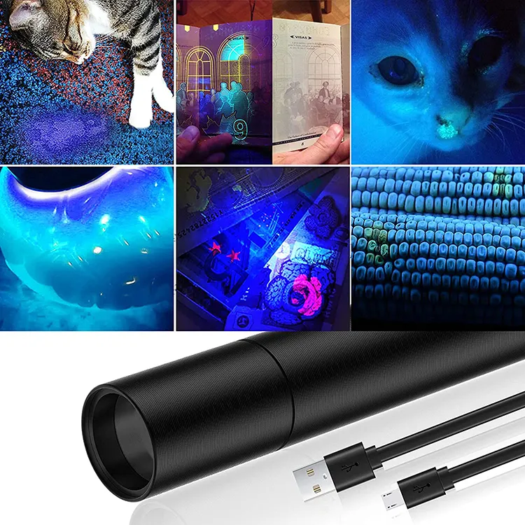 5W UV Flashlight  365nm Rechargeable  Black light Flashlight USB Rechargeable UV Torch