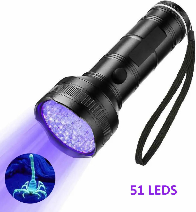 51 LEDs 395nm UV Black Light Torch Dog Cat Pet Urine and Stain Detector UV Flashlight With Tactical Cones