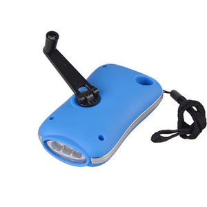 3W Hand Cranking Light Plastic Flat Hand Crank Dynamo Torch Light