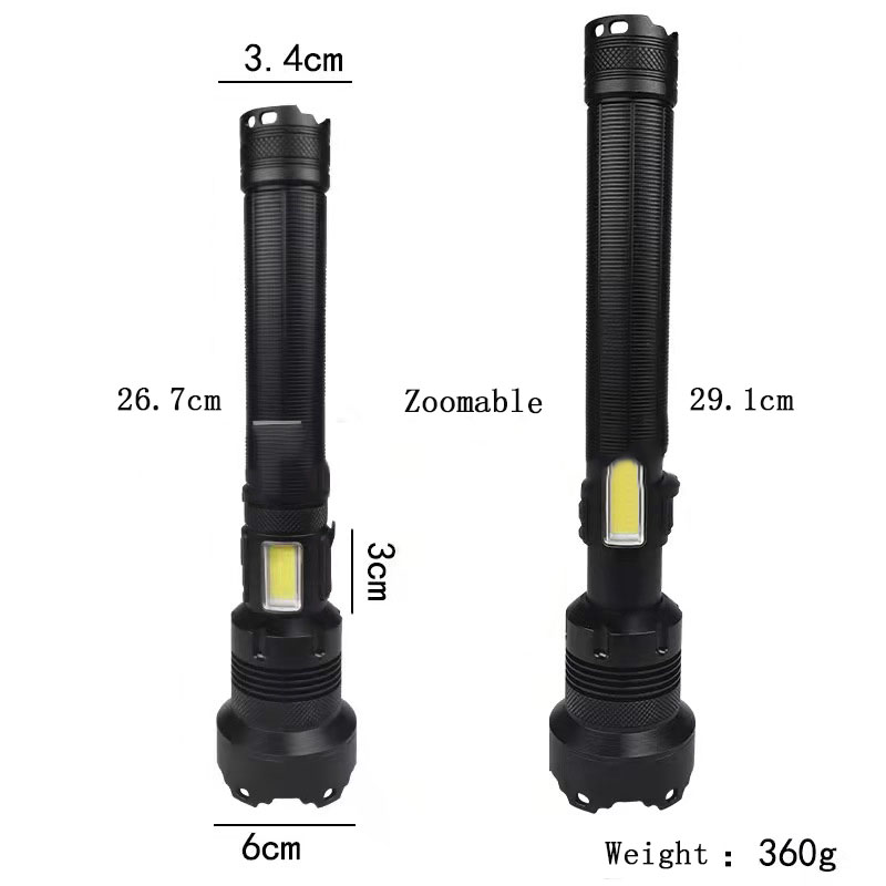 Super Bright USB Rechargeable 90000 Lumens XHP90 Torch Outdoor Waterproof XHP90.2 LED Tactical Flashlight With COB Light