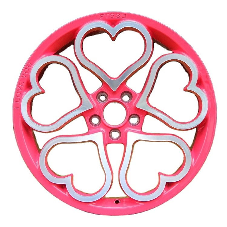 China custom made pink red black 17 18 19 20 21 22 24 inch forged alloy wheels rims with hearts