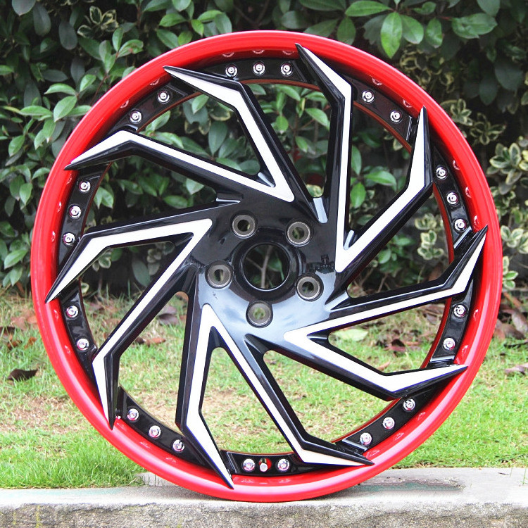 Wholesale Custom red Black Car Rims 5x114.3 5x100 3 Spoke Wheels 18