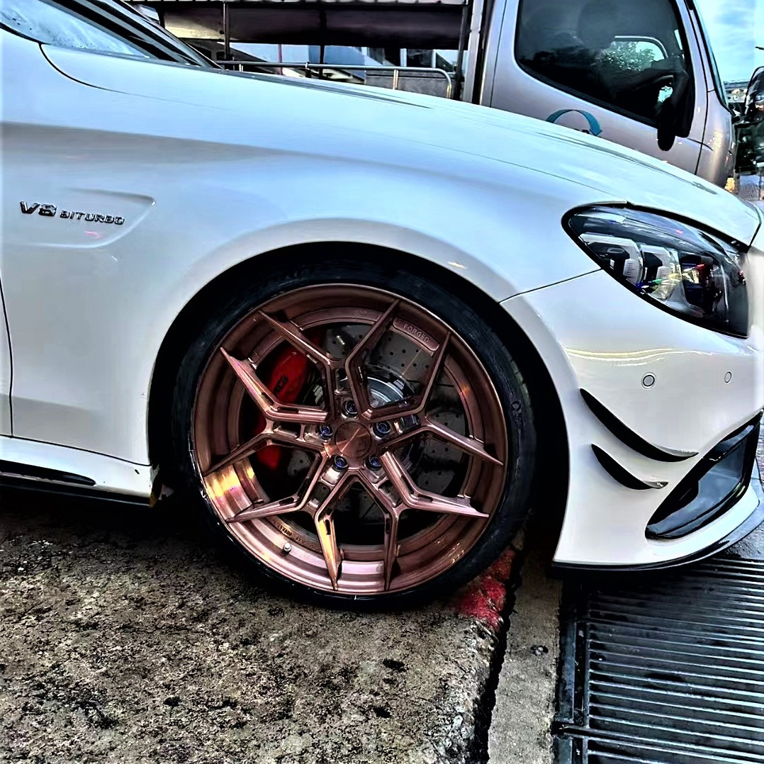 Customized wheel brushed rose gold polished forged wheels 2 piece deep lip concave dish rims for Mercedes Benz AMG GTS C43 C63