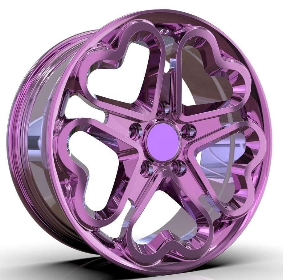 wheelux custom 20 21 inch 5x114.3 purple love heart shaped car alloy wheels rims for tesla model 3 bmw mini