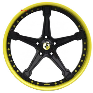 Wheelux best selling 2 piece custom deep barrel lip yellow color 19 20 21 22 inch wheel for Corvette C8 C7 ZR1 Z06 C6 C5 rims