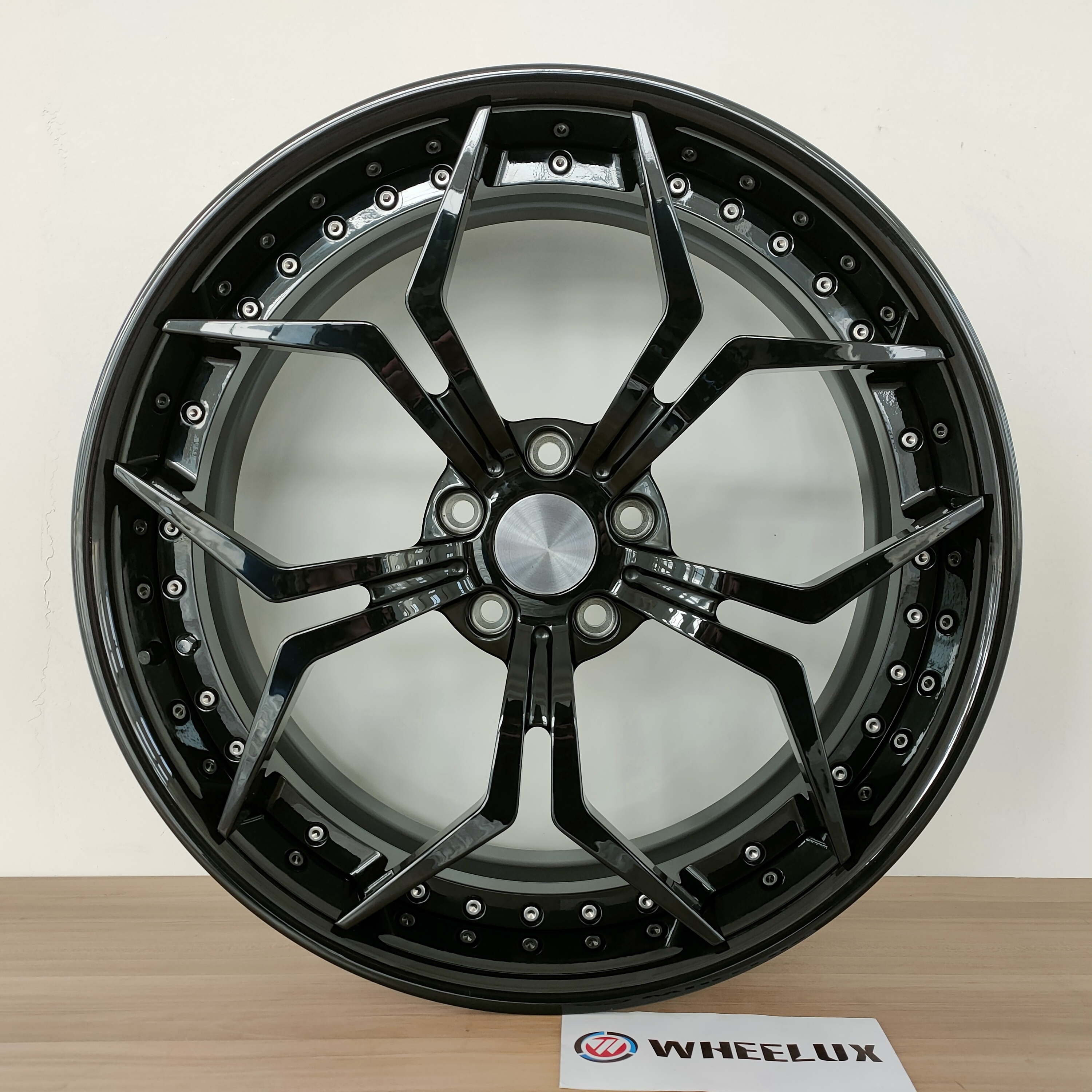 China factory Wholesale Custom Matte Black Forged Two-piece Aluminum Alloy Car Rim 21 inch 5x120Wheels for Chevrolet Corvette C8