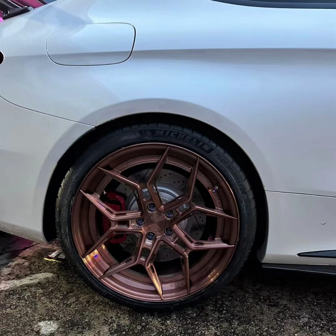 Customized wheel brushed rose gold polished forged wheels 2 piece deep lip concave dish rims for Mercedes Benz AMG GTS C43 C63