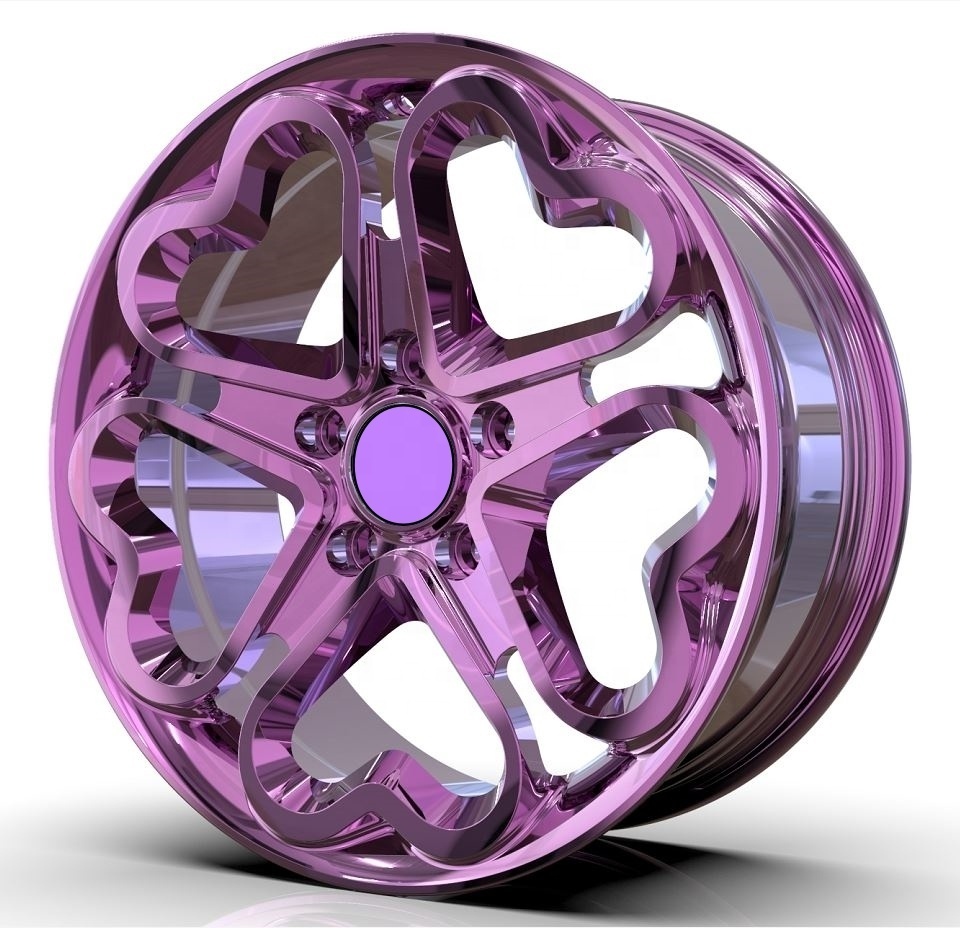 wheelux custom 20 21 inch 5x114.3 purple love heart shaped car alloy wheels rims for tesla model 3 bmw mini