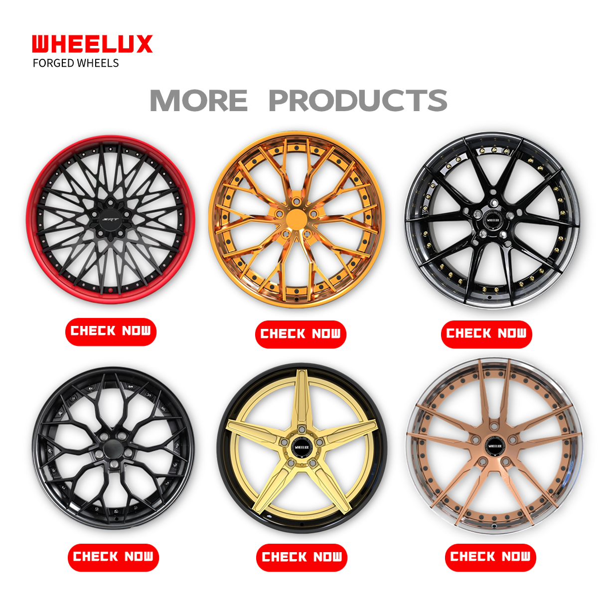 Wheelux matte color deep dish five spokes grey and red lip 5 hole rims forged wheels for audi a4 a5 a7 s4 s5 s7