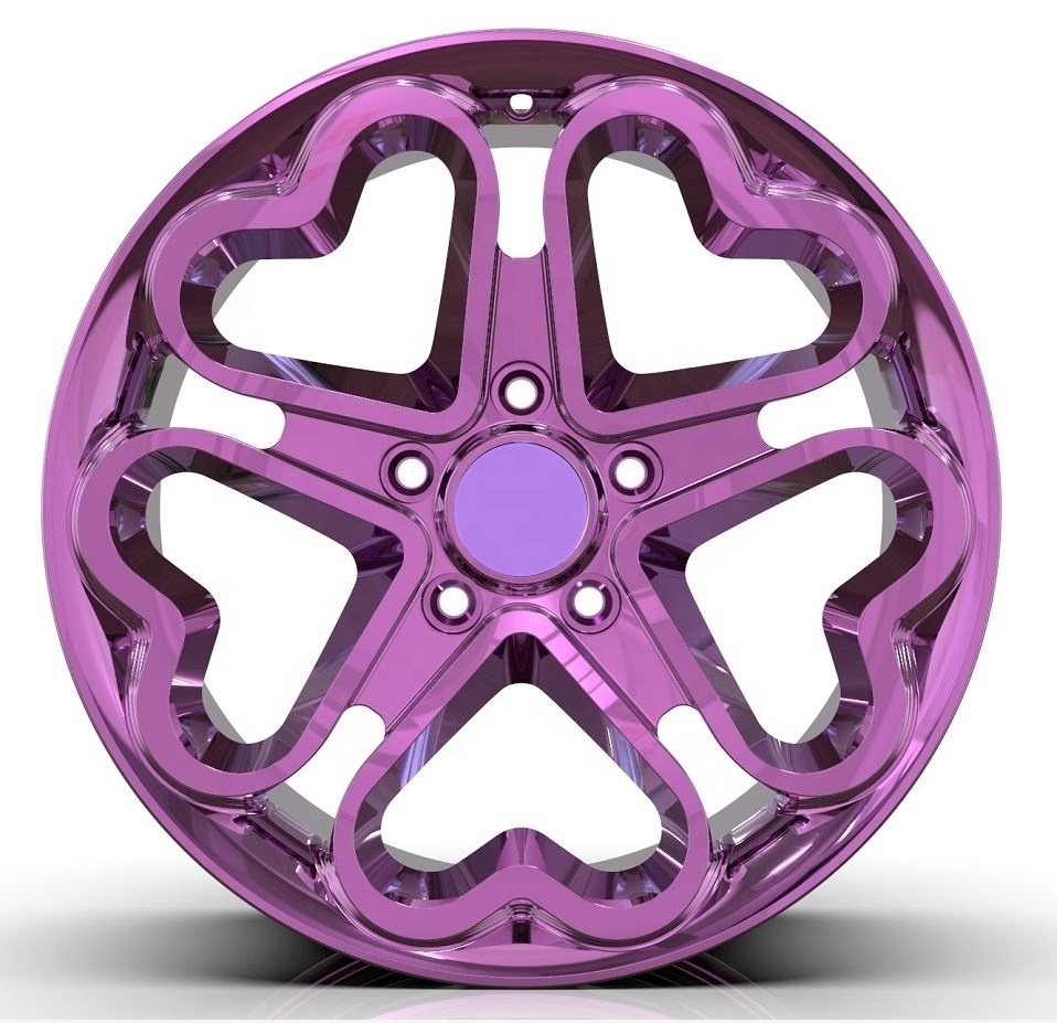 wheelux custom 20 21 inch 5x114.3 purple love heart shaped car alloy wheels rims for tesla model 3 bmw mini