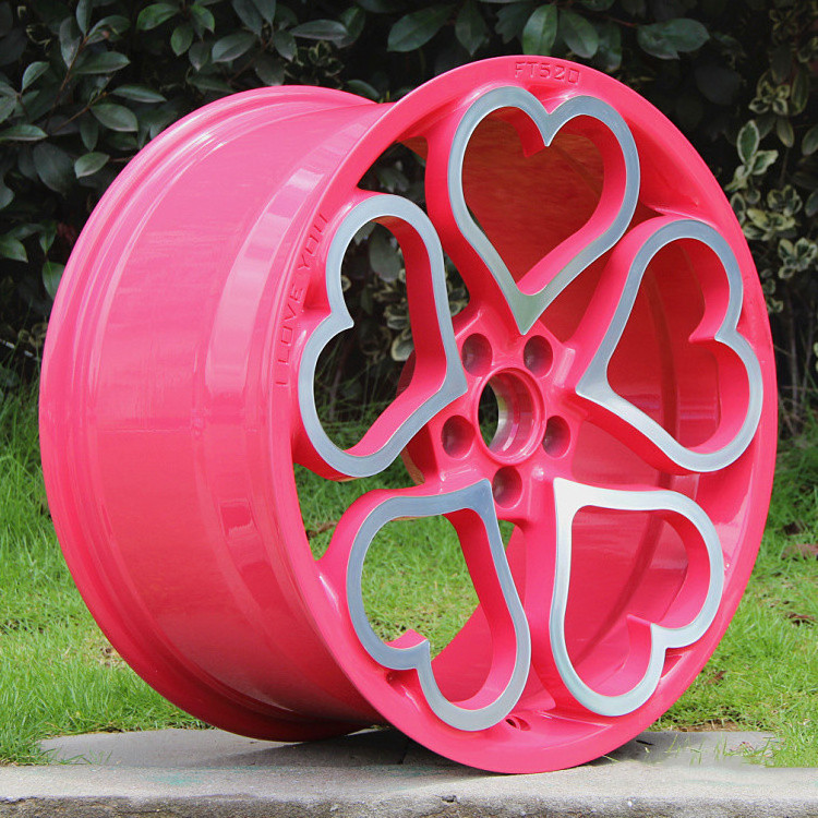 China custom made pink red black 17 18 19 20 21 22 24 inch forged alloy wheels rims with hearts