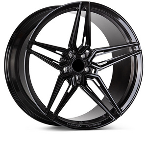 wheelux  Five Spoke Black Machined Lip 5x112 Aluminium Wheels Rims For BMW M3 M4 Z4 328 M8 M5 330 X5 X6 wheels