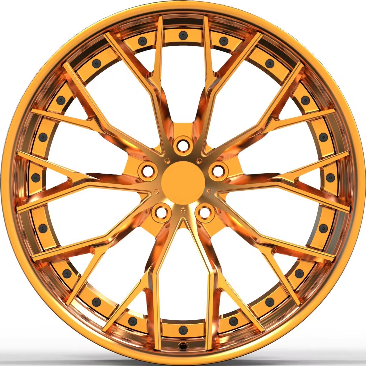 Wheelux Orange 5x114.3 Wheels 18 19 20 Deep Dish 5 spoke Gold Rim Chrome Lip Forged for Maserati Ghibli 2017