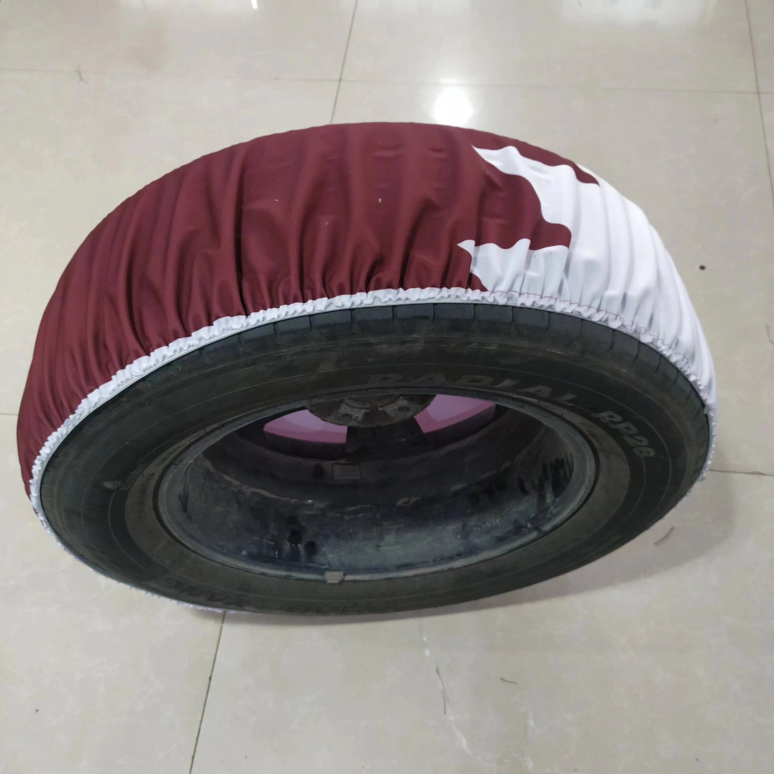 Wholesale High Quality Tension Fabric Customized Logo Printing Spare Car Wheel Tire Cover for Advertising