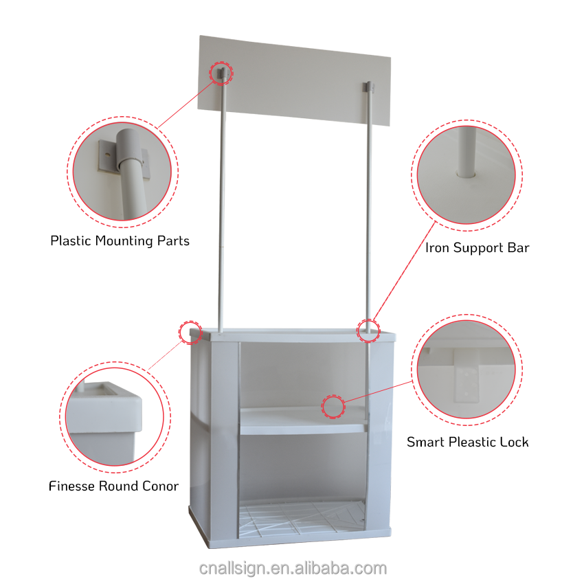 Promotional Aluminum Pop Up Foldable Table PVC Promotion Counter Booth For Event & Party