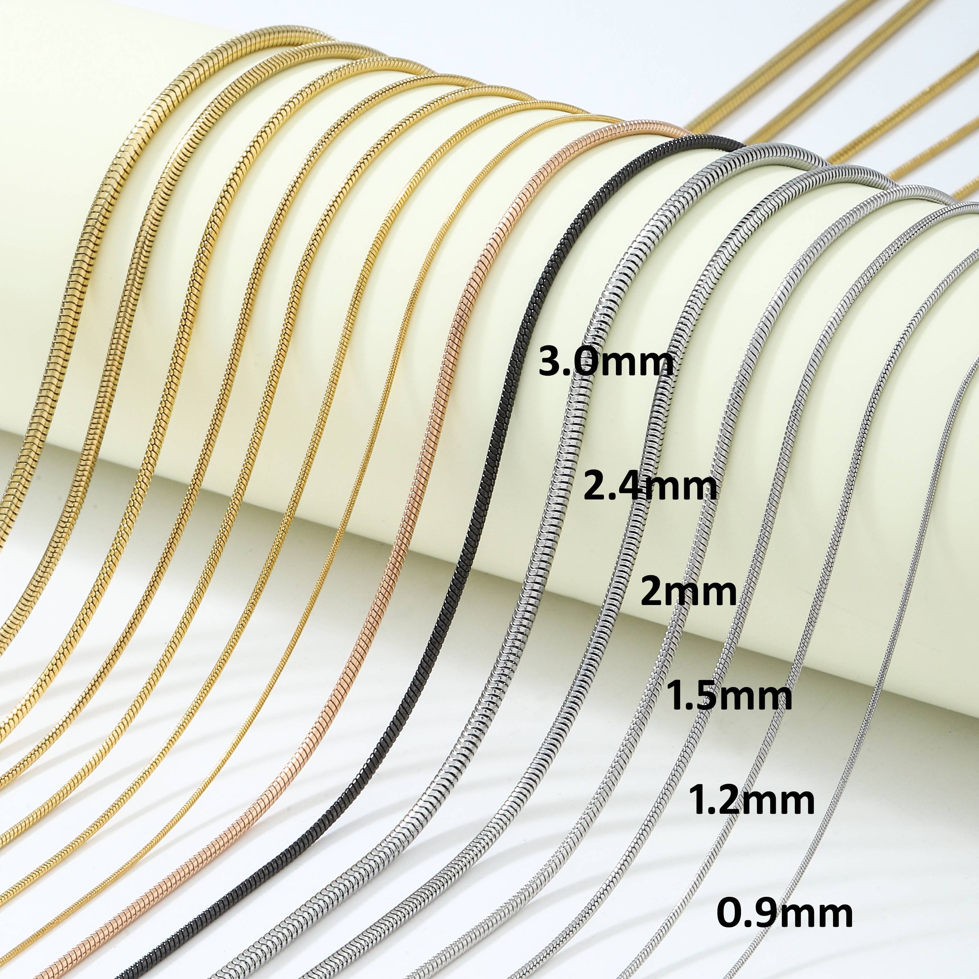 Snake Chain Necklace 1.5mm 316L Stainless Steel Hypoallergenic Snake Chain Necklace 1.5mm 316L Stainless Steel Hypoallergenic