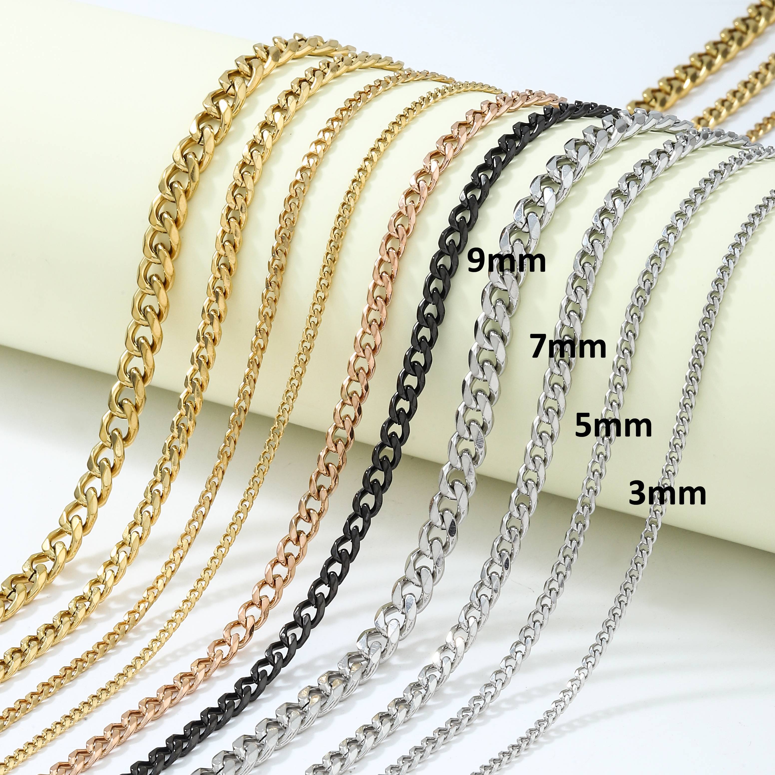 Ruigang Customized 0.9/1.2/1.5/2.0/2.4/3mm Supplier Snake Chain Necklace Bulk Stainless Steel Chains Wholesale Round Snake Chain