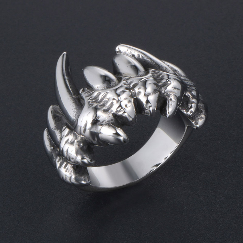 Retro Stainless steel skull personality ring ghost hand boys and girls punk Ring Factory