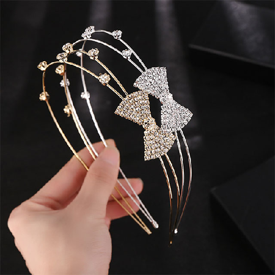 Ruigang Luxury Temperament Women's Hair Accessories With Bows Full Of Diamond Metal Headband