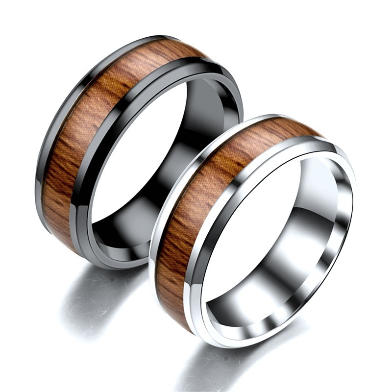 Brand new men jewelry fashion real tungsten carbide simulated wood grain rings for men party rings