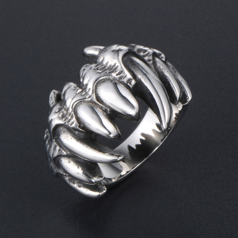 Retro Stainless steel skull personality ring ghost hand boys and girls punk Ring Factory