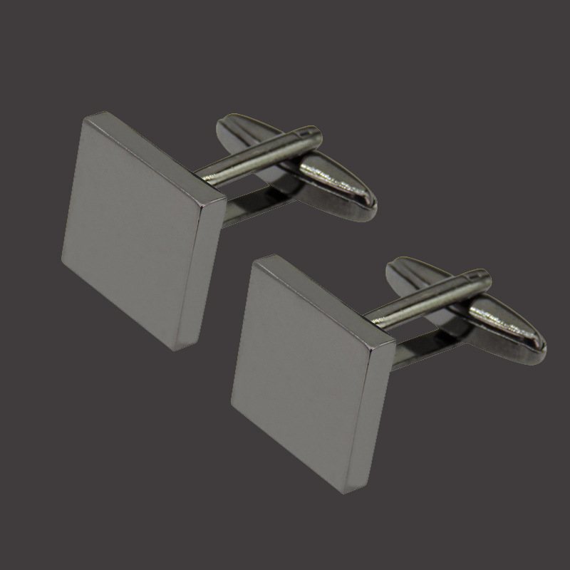 Gentle Jewelry Summer New Copper Material Square Glazed Gold Silver Black Men's French Cufflinks