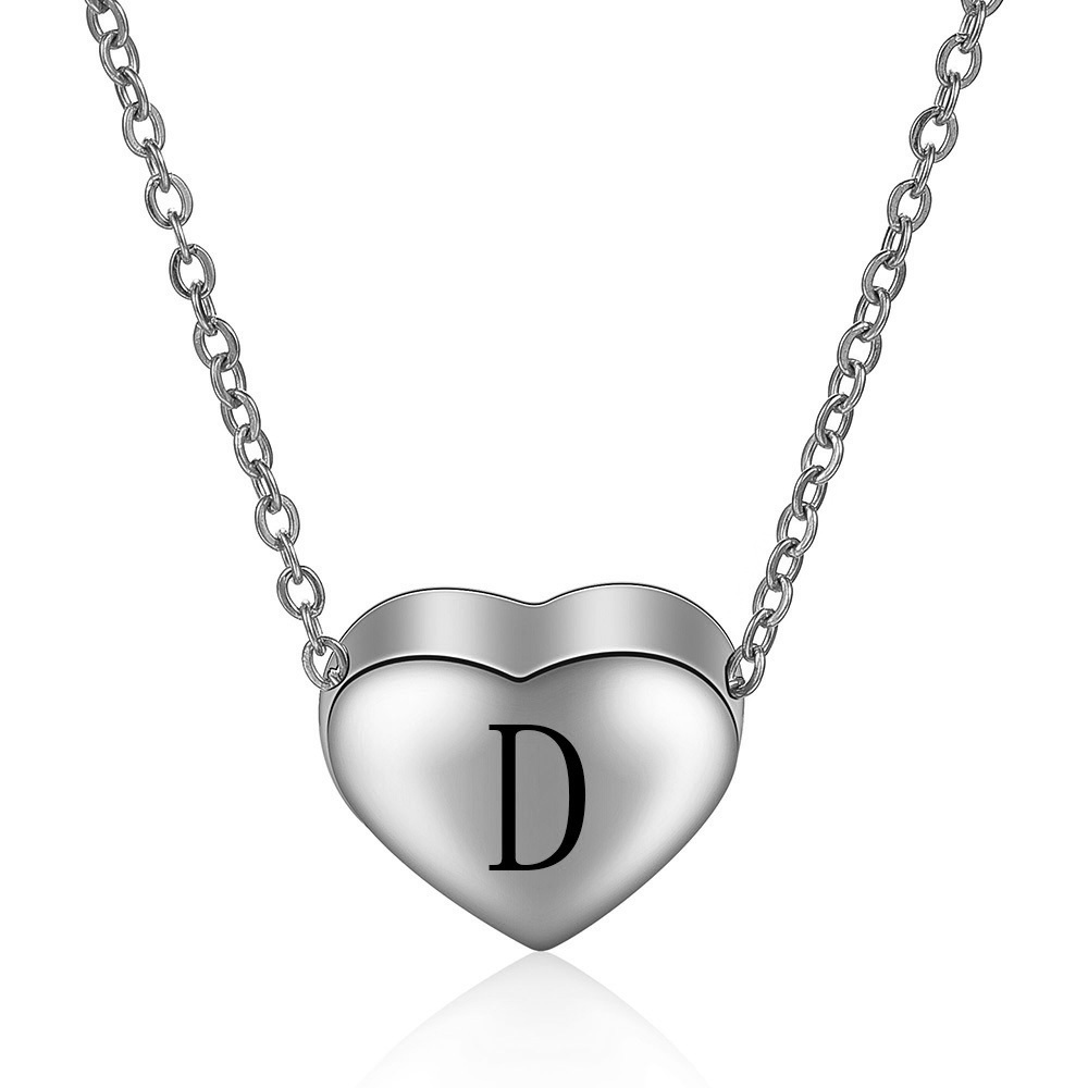 Letter Stainless Steel 26 Alphabet Heart Charm Pendant Initial Necklace for women Child Kids Girl Jewelry