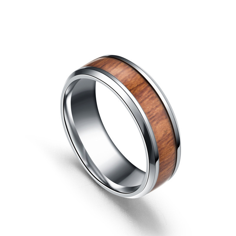 Brand new men jewelry fashion real tungsten carbide simulated wood grain rings for men party rings