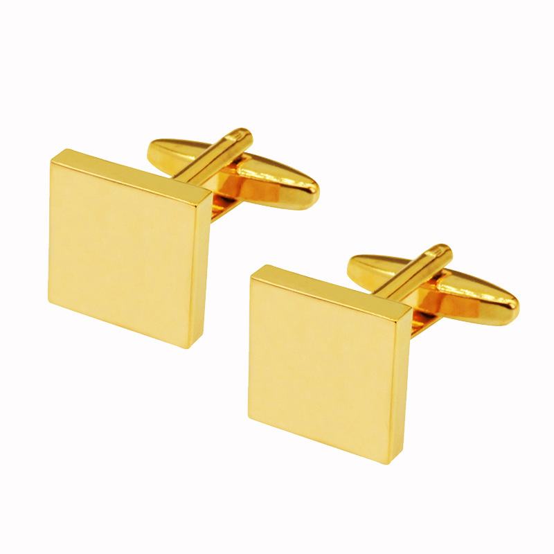 Gentle Jewelry Summer New Copper Material Square Glazed Gold Silver Black Men's French Cufflinks