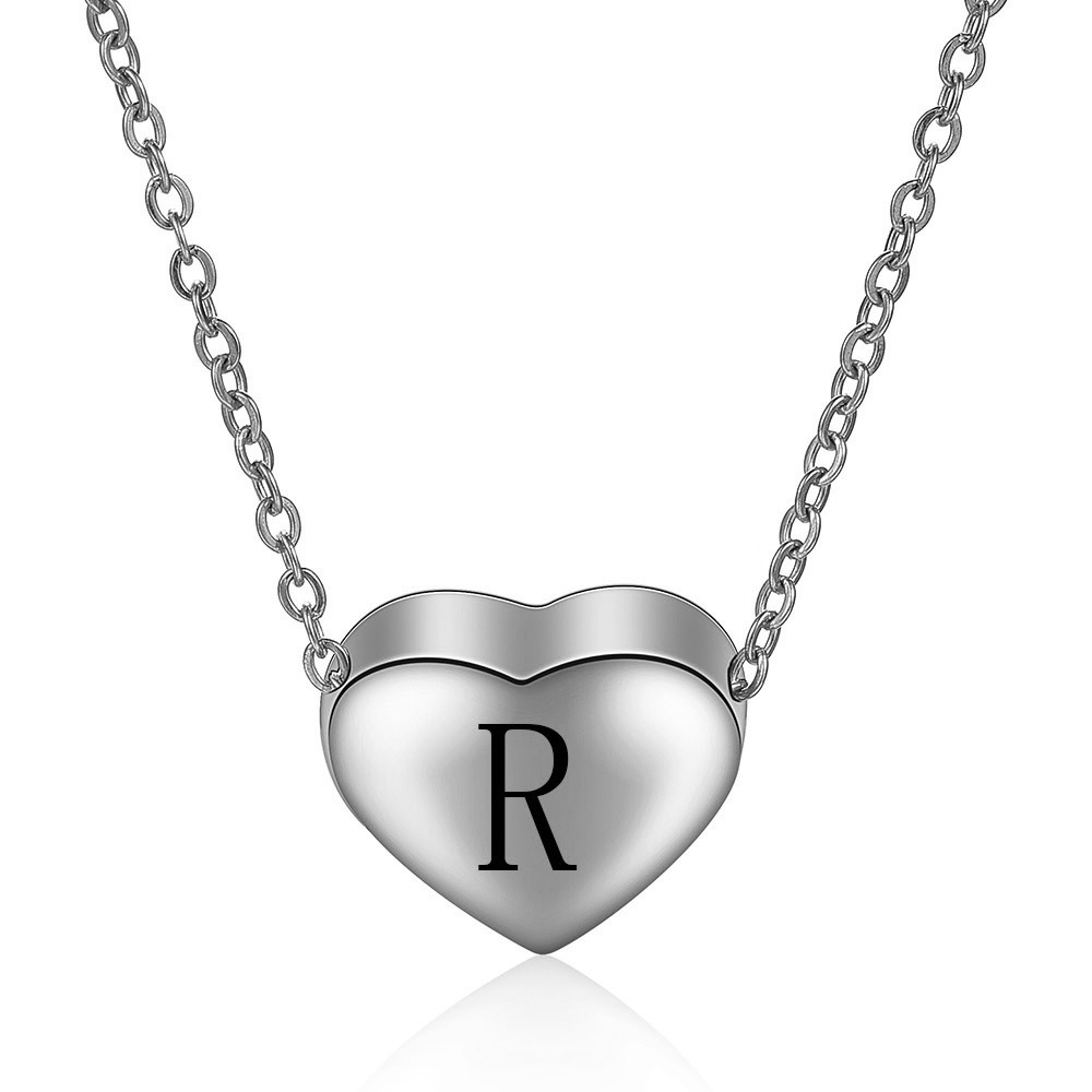 Letter Stainless Steel 26 Alphabet Heart Charm Pendant Initial Necklace for women Child Kids Girl Jewelry