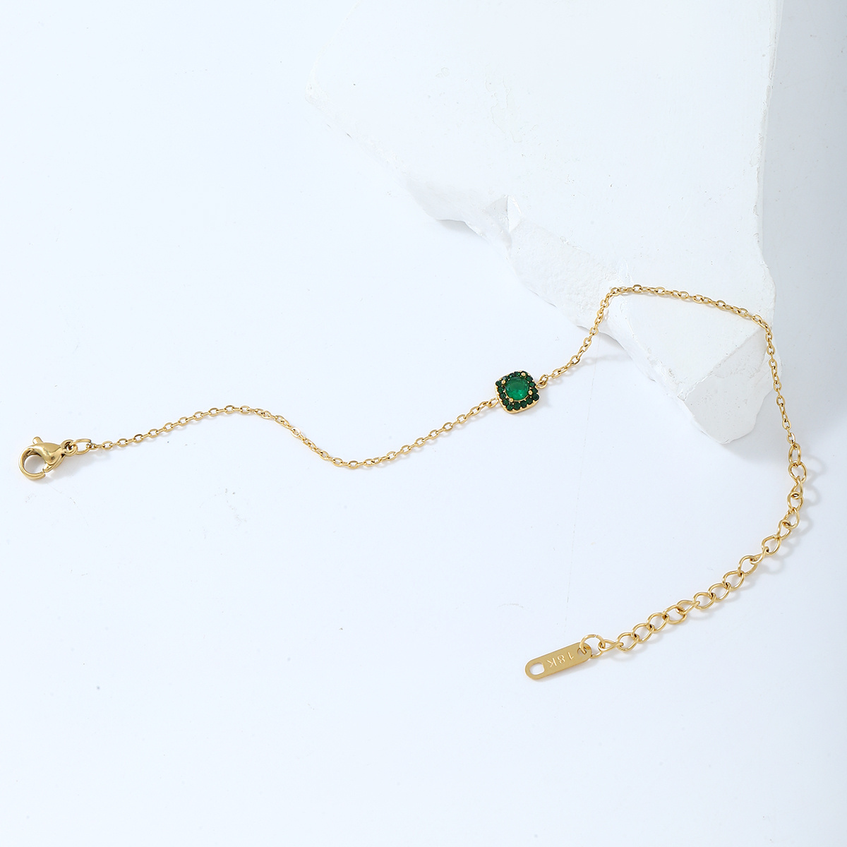 Ruigang RGB2401 Emerald Zircon Bracelet Adjustable Zircon Bracelet Bead Charm Link Chain Bracelets Jewelry for Women Girls