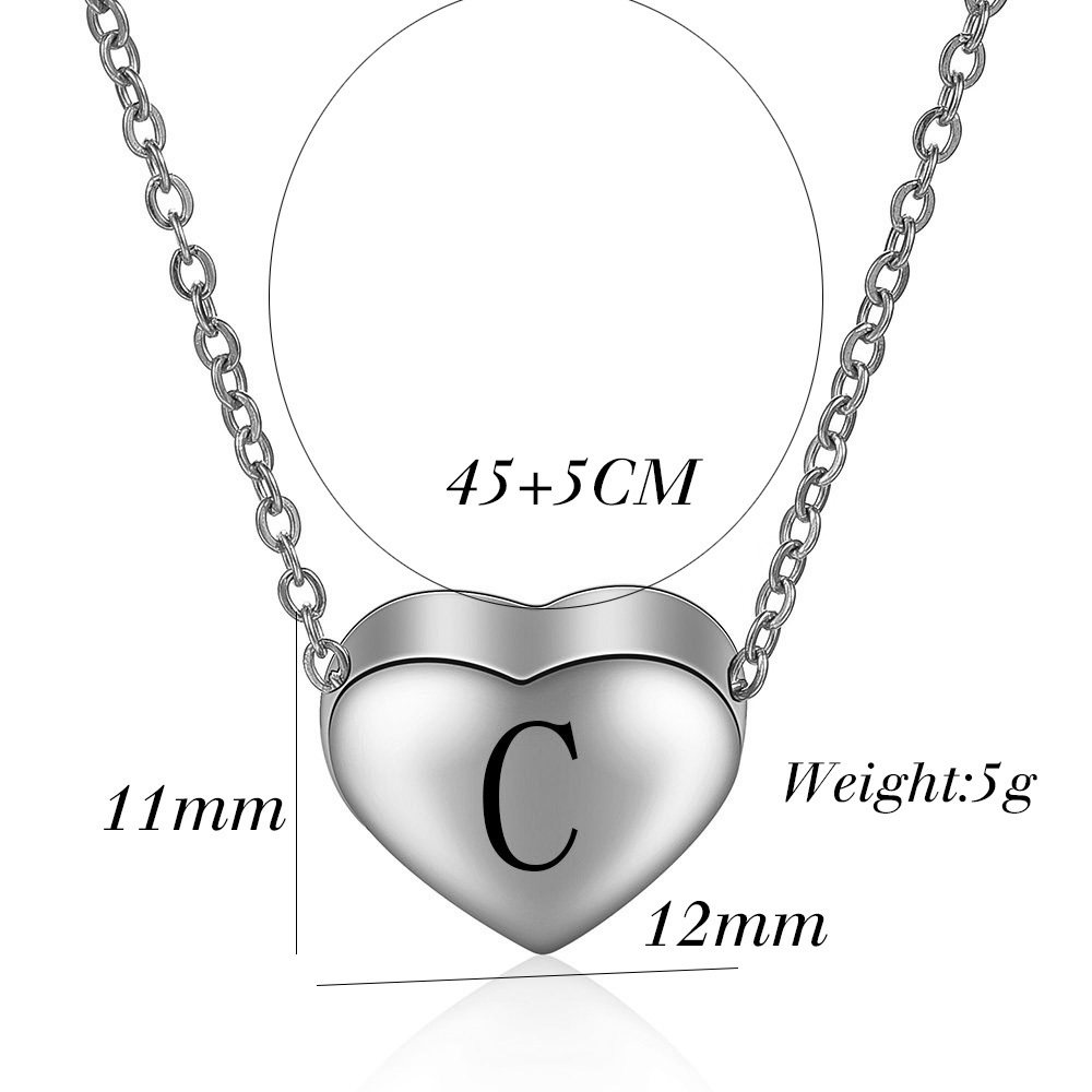 Letter Stainless Steel 26 Alphabet Heart Charm Pendant Initial Necklace for women Child Kids Girl Jewelry