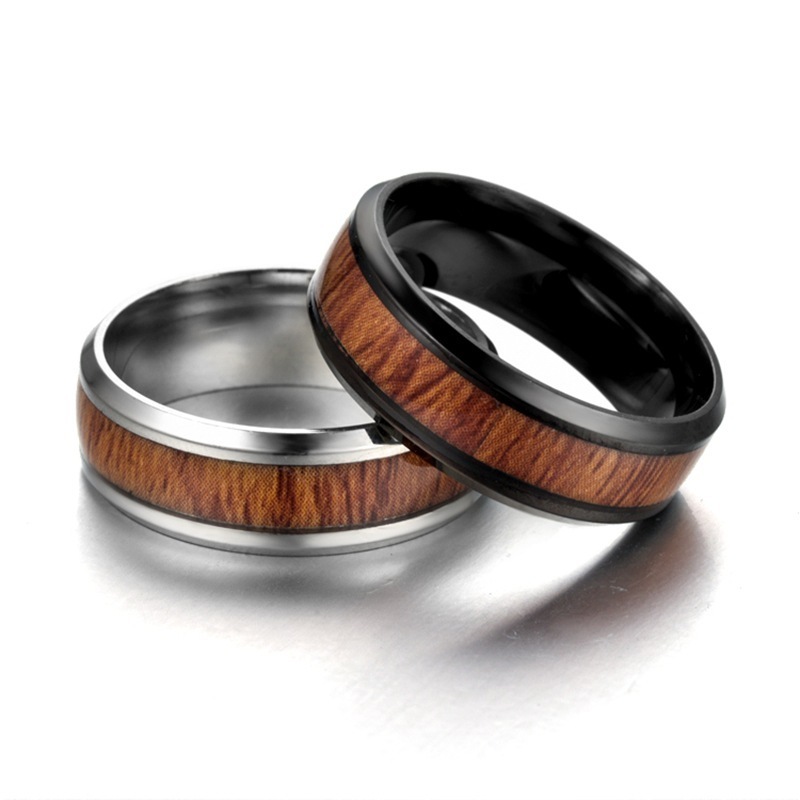 Brand new men jewelry fashion real tungsten carbide simulated wood grain rings for men party rings