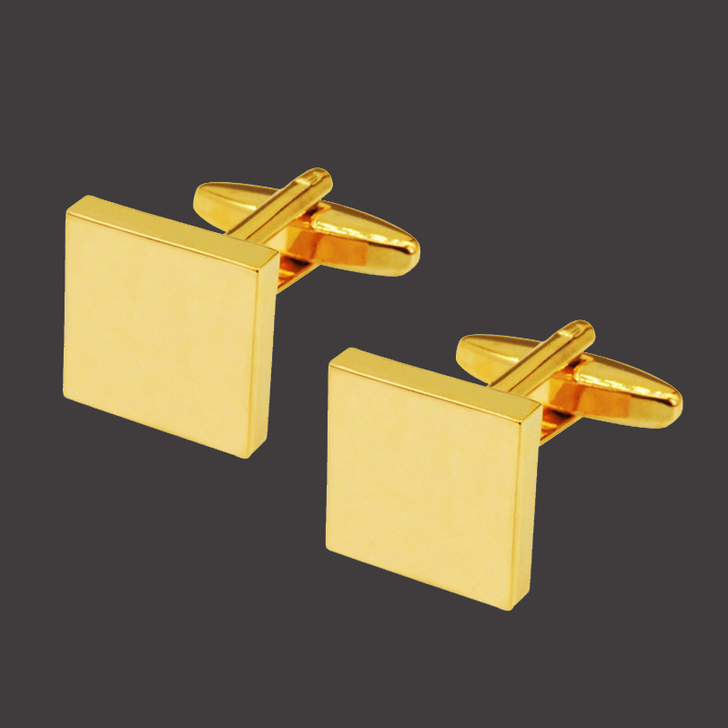 Gentle Jewelry Summer New Copper Material Square Glazed Gold Silver Black Men's French Cufflinks